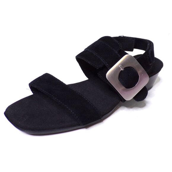 🆕MUNRO Ashlin Silver Buckle Block Heel Sandals Shoes Black 8.5 - Picture 8 of 10